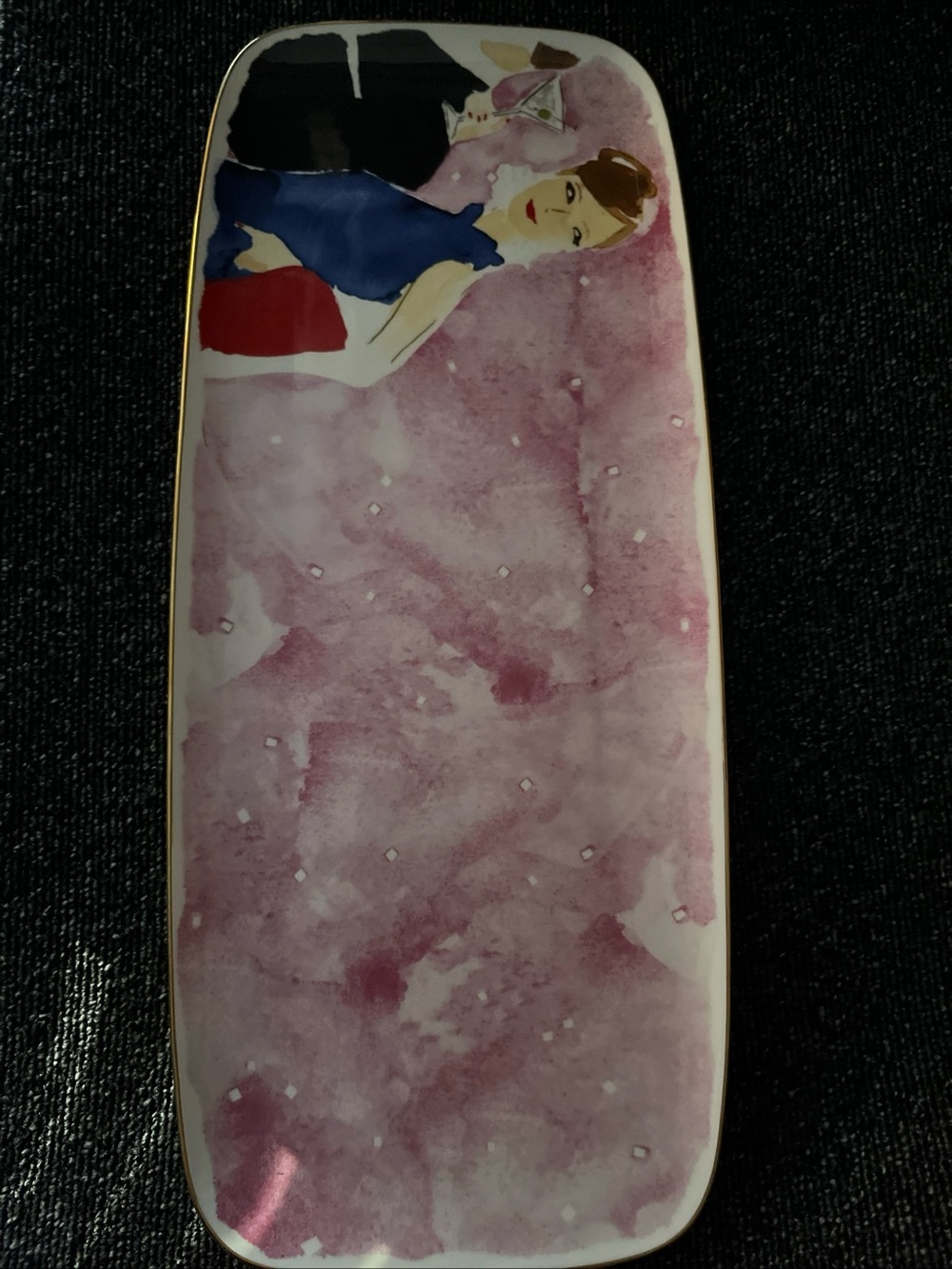 kate spade Pink Watercolor Vanity Tray with Fashion Illustration